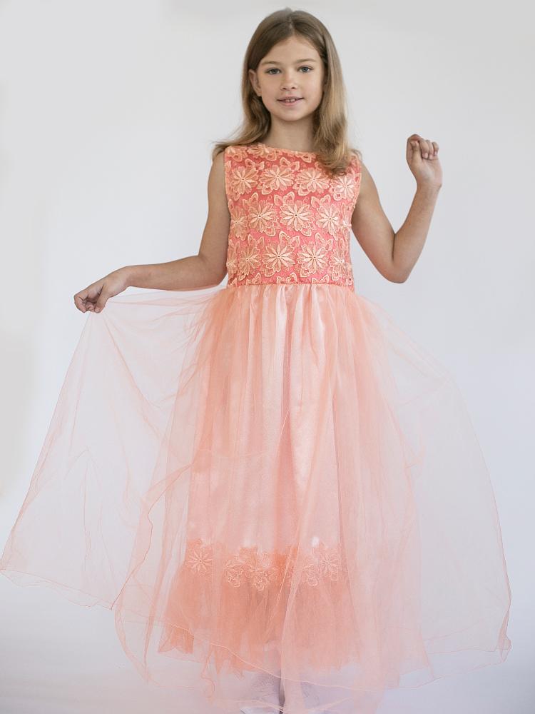 Костюмы для девочек - Бальное персиковое платье
