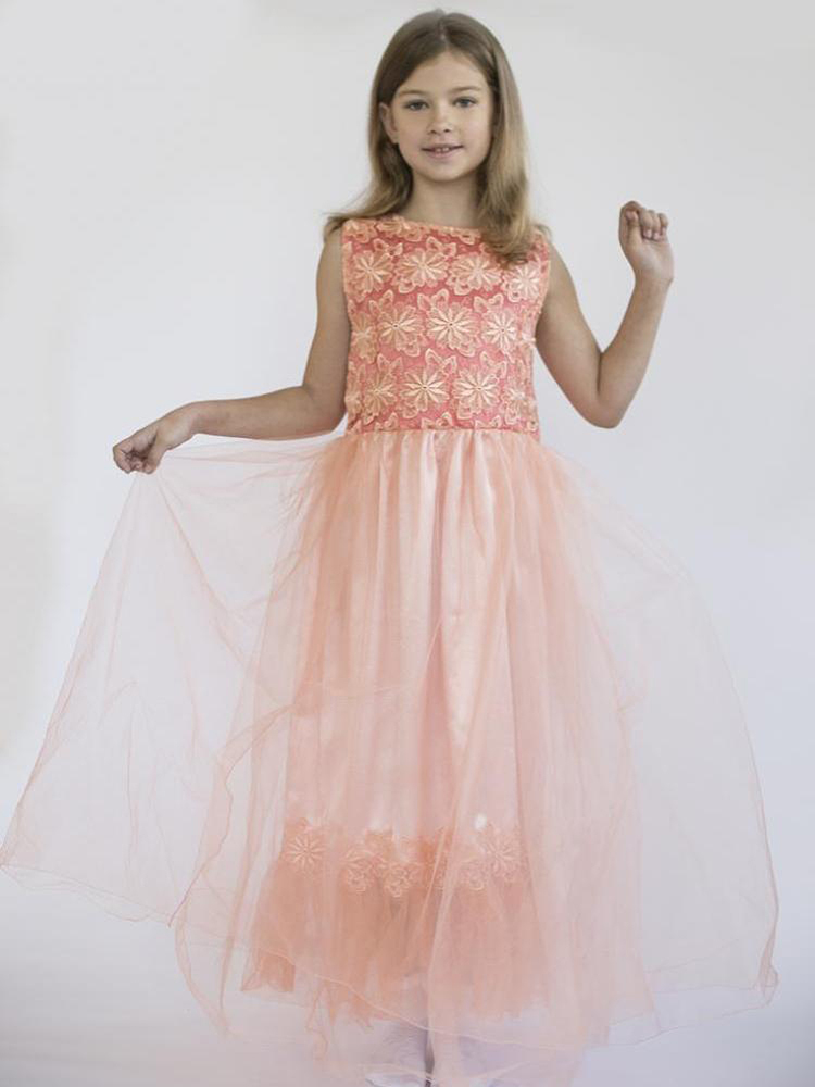Костюмы для девочек - Бальное персиковое платье